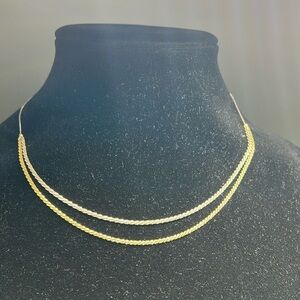 Lana 14K Yellow and White Gold Double Strand Tiered Chain Necklace